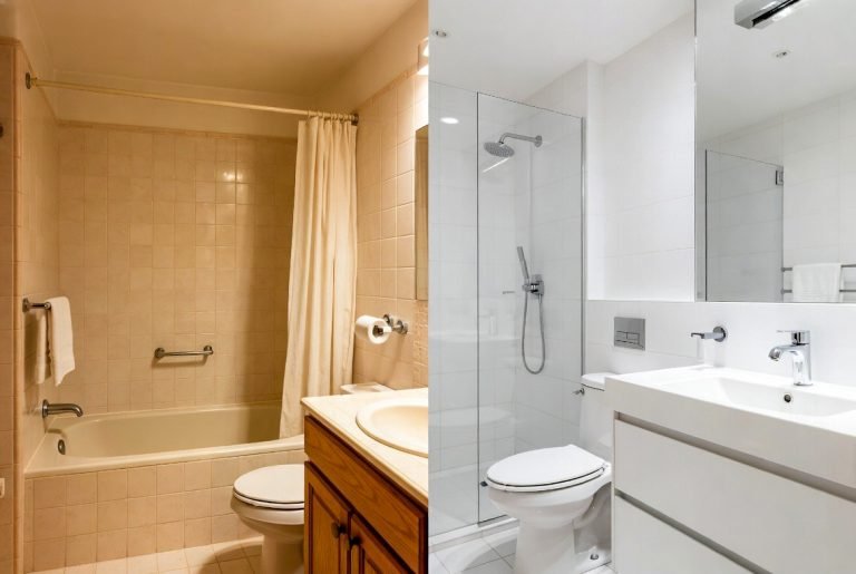 Bathandbacksplash before and after1