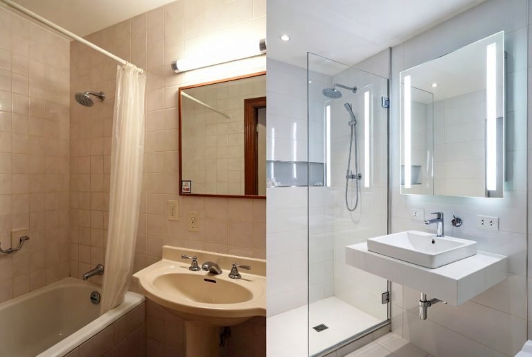 Bathandbacksplash before and after3