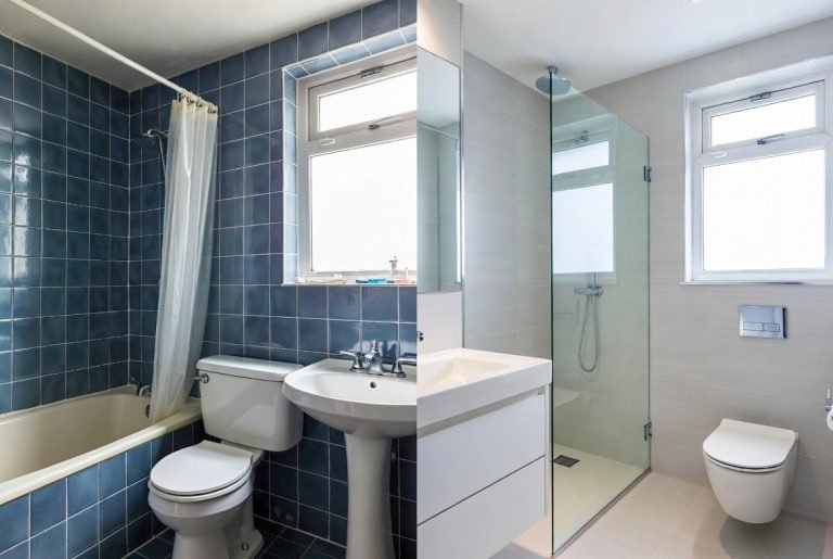 Bathandbacksplash before and after4