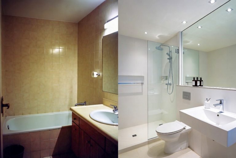 Bathandbacksplash before and after5